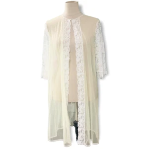 Sears Vintage Lace Cowl Collar Sheer Nightgown Cover Yellow Size 36 - Picture 1 of 8