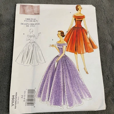 Vogue Patterns V1094 Womens Dress AA 6 8 10 12 VTG 1955 Original Design Uncut - Image 1 of 4