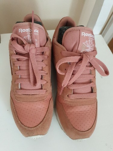 Donna Reebok classico pelle camoscio colore salmone taglia UK4