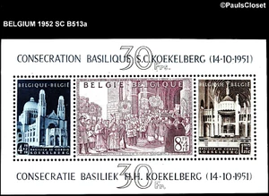 BELGIUM 1952 SC B513a BASILICA OF THE SACRED HEART CONSECRATION S/S MNH VF - Picture 1 of 2