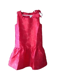 NWT Gymboree Play by Heart Coral Rose Dot Bow Drop Waist Dress 7 - Picture 1 of 3