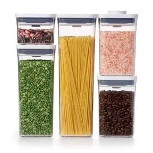 OXO POP 5pc Plastic Airtight Food Storage Container Set White BPA-Free Canisters - Picture 1 of 5