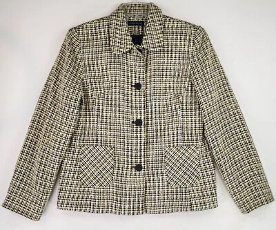 Karen Scott Jacket Womens 14 Yellow Black Tweed Business Casual Vintage Blazer - Image 1 of 4