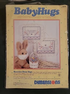 New Vintage Dimensions #4608 Baby Hugs Cross Stitch Kit Bunny Door Sign Sleeping - Picture 1 of 4
