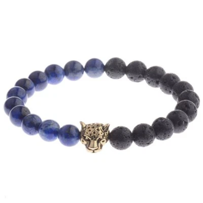 LEOPARD STEIN ARMBAND LAVASTEIN NATURSTEIN BRACELET AMETHYST LILA GOLD BUDDHA - Bild 1 von 2