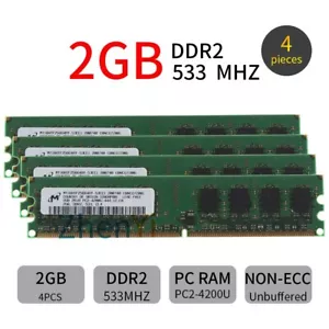 Micron 8GB 4x 2GB 1GB DDR2 533MHz PC2-4200U 240Pin Desktop Memory SDRAM LOT BT - Picture 1 of 11