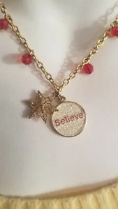 NEU Goldton Believe Schneeflocke Charm Halskette 16" bis 18" Neu ohne Etikett baumelt Urlaub  - Bild 1 von 7