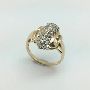 10k Yellow Gold Diamond Cocktail Ring Size 9 1/2 Cluster .50ct Total Weight 4.8g - Picture 1 of 10