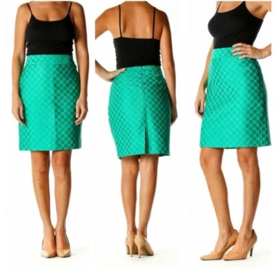 Falda lápiz Banana Republic para mujer verde lunares abertura trasera forrada con cremallera 2 Foto 1 de 4