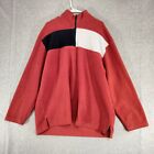 Vintage Tommy Jeans Pullover Sweater Mens Size Xxl Fleece Red Colorblock 1/4 Zip