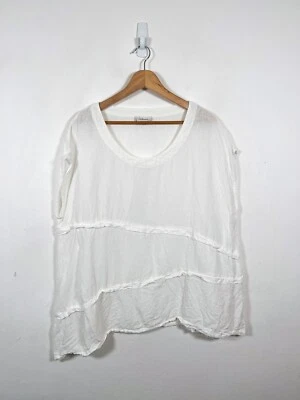 Sahara Tunic Top XL White Linen Lagenlook Artist Blouse Shirt Relaxed Summer - Image 1 of 4