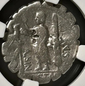 Roman Republic A.Post.  Albinus AR Denarius Serratus Hispania  Leg. Eagle NGC VG - Picture 1 of 4