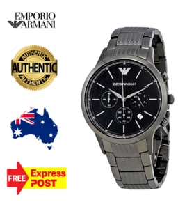 EMPORIO ARMANI RENATO AR2505 BLACK/GUNMETAL GREY CHRONOGRAPH MENS QUARTZWATCH - Picture 1 of 7
