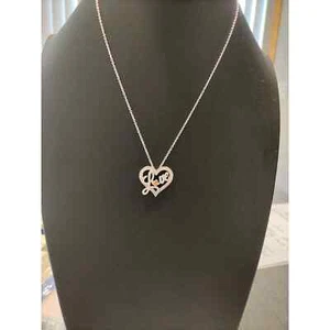 SEHR HÜBSCHER STERLINGSILBER & STRASS ""LIEBE"" ANHÄNGER UND 20" ROMANTIK GESCHENK - Bild 1 von 4