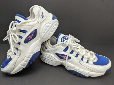 Vtg Reebok Running Trainer Gym Shoes 90’s Y2K  Low Sneaker Sz 9 White Blue Pink - Image 1 of 4