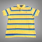 Ralph Lauren Pique Polo Shirt Men's XL Yellow Blue Green Striped Short Sleeve