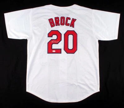 Lou Brock Signed Autograph White St. Louis Baseball Jersey JSA COA - Image 1 of 2