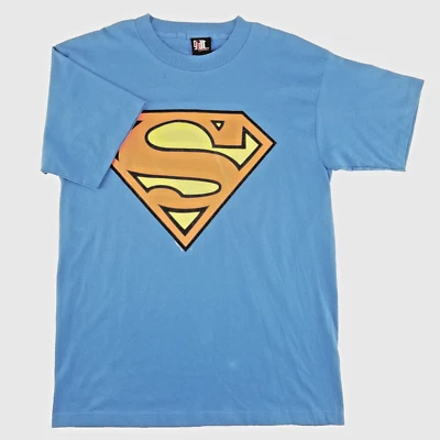 Camiseta Vintage Superman Gigante Tamanho XL 90s Azul com Logotipo Big Superman c.1996 - Imagem 1 de 4