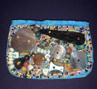 Bolsa de troca de pedra azul turquesa vintage com contas de sementes ❤️sj4j7 - Imagem 1 de 4