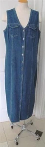 Crossroads Denim Sleeveless Button Front Midi Jumper Dress~Size M~Excellent - Picture 1 of 7