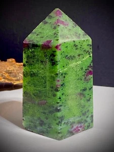 Beautiful Weighty 179g Ruby Zoisite Crystal Quartz Tower Healing Stone Point - Picture 1 of 11