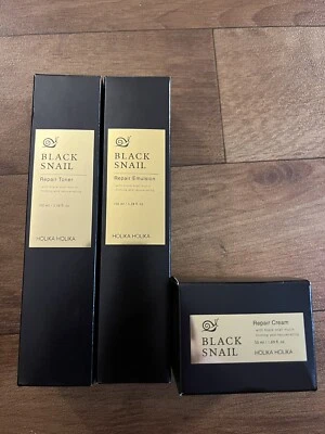 3 PC Holika Holika Black Snail Repair Toner + Repair Emulsion + Repair Cream - Image 1 of 2