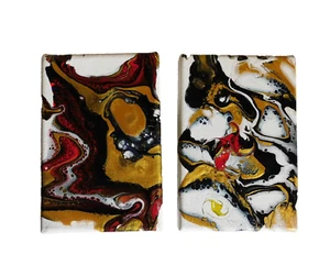 Abstraktes zeitgenössisches Pour Painting Stil Original Kunst Metallic Farbe Gold - Bild 1 von 6