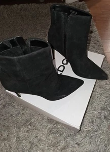 Suede Black High Heel Boots 10 - Picture 1 of 5
