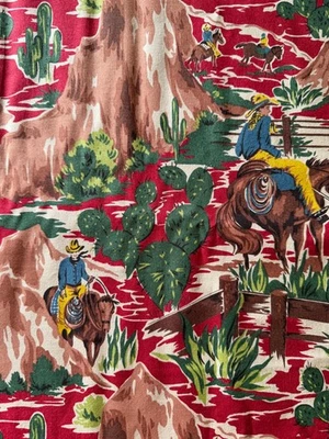 Rawhide MODA Cotton Fabric Western Cowboy Horses BTY - Image 1 of 4