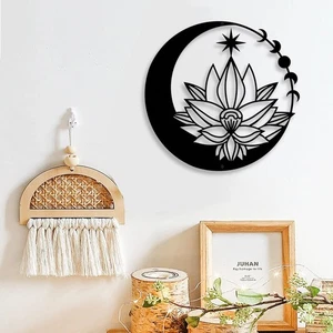 Mond Metall Blumen Kunst Dekor, 11" schwarz Boho Stern Lotus Stil  - Bild 1 von 7