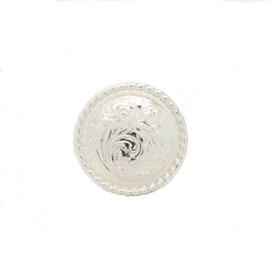 High Sierra Rope Edge Concho, 3/4 inch Silver Plated with Flower Design, Single - Picture 1 of 4