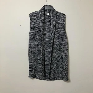 GAP Women's Black Marled Sleeveless Knit Long Cardigan Warm Vest Size Medium - Picture 1 of 3