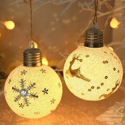 2pcs Shatterproof Christmas Ball Lights Pendant  Home Christmas Decor - Image 1 of 4