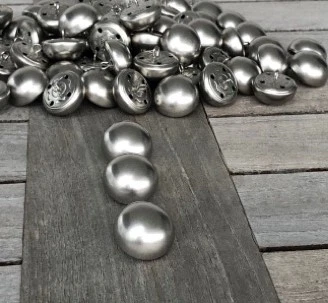 altsilber matt leichte Knöpfe aus Metall Halbkugel mit Öse 22mm (5 Stück) - Bild 1 von 4