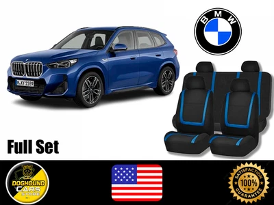 For All BMW Blue Lines Seat Covers Full Set Cushioned Anti-Slip High Quality - Image 1 of 4