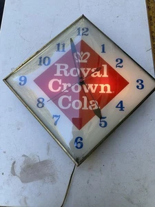 Royal Crown Cola RC Vintage Wall Clock Light Up Pam Clock Company 1960s Glass - Picture 1 of 9