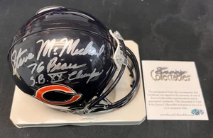 Steve McMichael Chicago Bears Signed Mini Helmet w/ SB XX Champs AA - Picture 1 of 10
