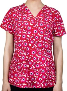 Maevn Women’s Print Scrub Top 1767 PPP V-Neck Scrub Top Sizes S to L - Picture 1 of 1