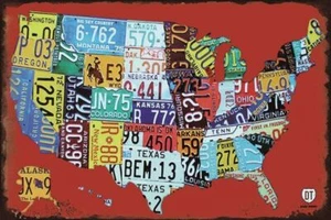 Modellismo - Collezione - Targa Metallo Mappa USA 20x30 - Foto 1 di 1