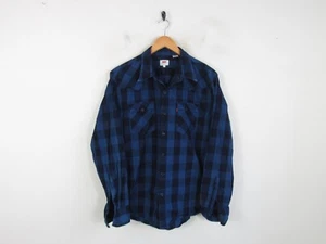 Levi's Check Shirt Blue Black Button Up Collared Woven Cotton Long Sleeve | XL - Picture 1 of 8