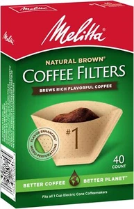 Melitta #1 Cone Coffee Filters, Natural Brown, 40 Count (Pack of 12) Unbleached  - Picture 1 of 8