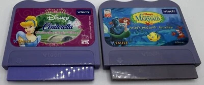 2 Vtech V Smile Disney Games ! Cinderella's Magic Wishes + The Little Mermaid 🔥 - Image 1 of 2