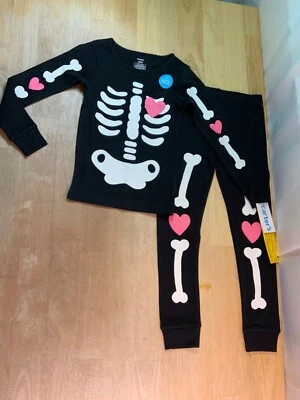 Nuevo conjunto de pijama Carter's Skellington con corazones para niñas--¡BRILLA!!-U Pick!* Foto 1 de 3