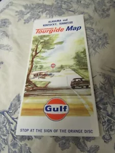 Vintage 1960er Jahre Gulf Oil Tourguide Karte von Alabama, Kentucky & Tennessee - Bild 1 von 5