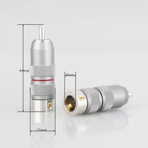 Pair VIBORG Rhodium Plated 99.99% Pure Red Copper RCA Male Plug VR107R Connector - Picture 1 of 8