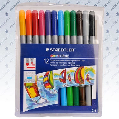 Staedtler 12 Colouring 2-Sided Drawing Art Noris Club® Felt Tip Pens Markers Set - Image 1 of 4