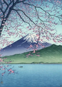 Japanese Art Woodblock Print Shin Hanga "Mt. Fuji from Kishio" KAWASE HASUI - Picture 1 of 2