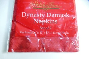 Nuevas servilletas damasco rojas selladas Holiday Time Dynasty, 2 paquetes, 4 en total - Imagen 1 de 8