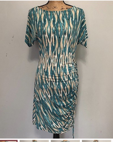 Abito Jersey Michael Kors Donna Verde Bianco Marrone Catena Lacci Lato Lacci L