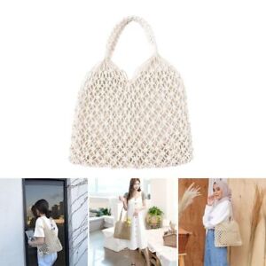 Casual Summer Woven Without Lining Hollow Out Bag Hand-woven Tote Bag Beach Bag